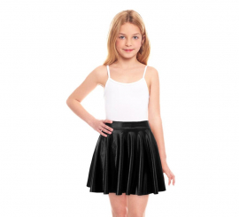 Black metallic flared skirt for girls