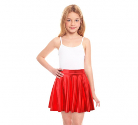 Red metallic flared skirt for girls