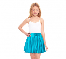 Turquoise metallic flared skirt for girls