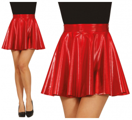 Falda roja pin up efecto brillante para mujer