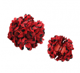 Rote Sevillana-Blume mit schwarzen Punkten und 13-cm-Clip