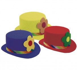 Clown Top Hat with Flower in three assorted colors