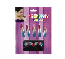 Set of Nails and False Eyelashes of three colors