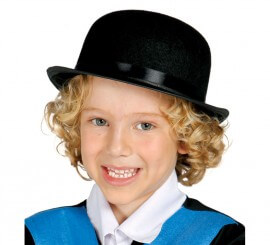 Children's black felt bowler hat