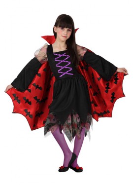 Disfraz de Vampiresa con capa para niñas Disfraz de Vampiresa con capa para niñas