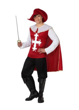 Disfraz de Mosquetero Granate para hombre
