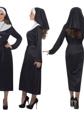 Déguisement de Nonne Noir pour Femme taille S