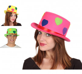 Top Hat with Hearts in Three Assorted Colors