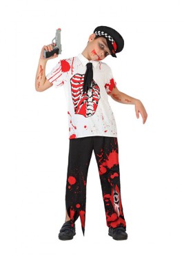 Disfraz de Policía Zombie Sangriento para niño Disfraz de Policía Zombie Sangriento para niño