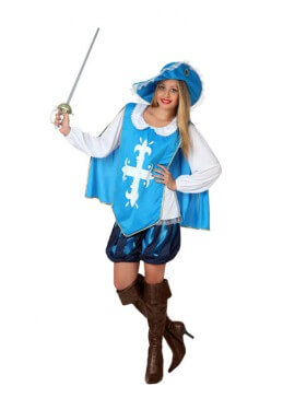 Fato de mosqueteiro azul claro para mulher