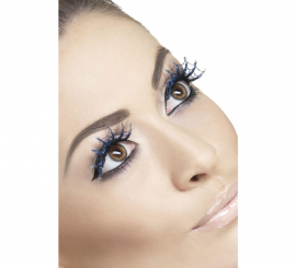 Long Blue Spider Web Eyelashes with Glue