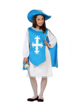Disfraz barato de Mosquetera azul para mujer M-L