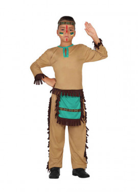 Fato de índio marrom e azul infantil