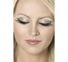 Long Black Eyelashes with Silver Glitter Strip and Glue