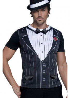 Camiseta de Gánster de Manga Corta para Hombre talla M