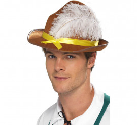 Cappello bavarese, in 100% cotone, con vera piuma 