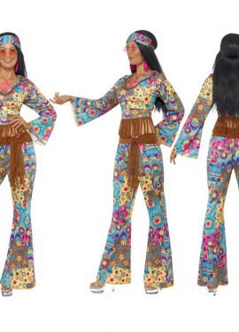Disfraz Hippy Flower Power para Mujer talla S
