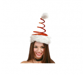 Red Spiral Cap or Hat with Santa Claus stars