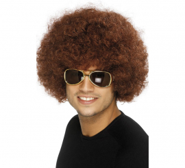 Perruque des Années 70 Funky Afro Brune de 120 gr