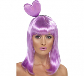 Queen of Pop Lilac Wig with Heart Headband for Women