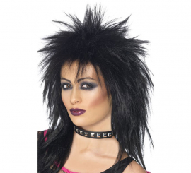 Perruque Diva Rock Star des Années 80 Noire