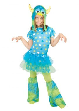 Blaues Monster Kostüm für Mädchen