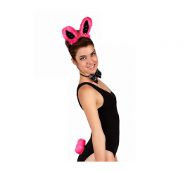 Fuchsia and black bunny accessory (3 pieces)