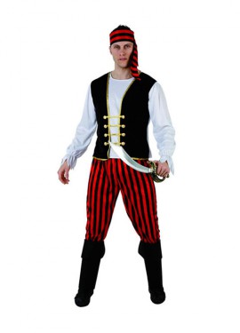 Disfraz de Pirata Rayas para hombre talla M-L