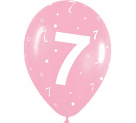 Bag of 10 latex balloons with the number 7 screen printed 30cm