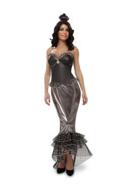 Schwarzes Meerjungfrau Kostüm für Damen