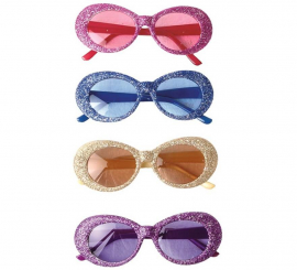 60's glasses with glitter in assorted colors