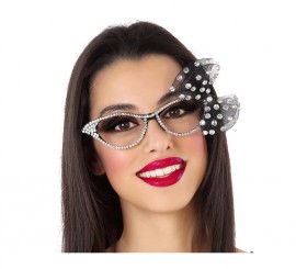 Gafas Brillantes Plateadas con Lazo