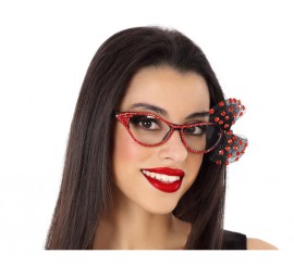 Gafas Brillantes Rojas con Lazo