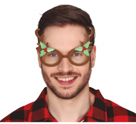 Reindeer Antlers Glasses with Mistletoe