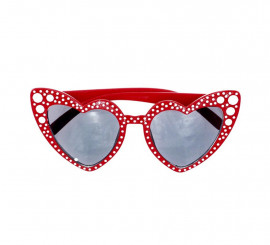 Gafas de Corazón Strass rojo