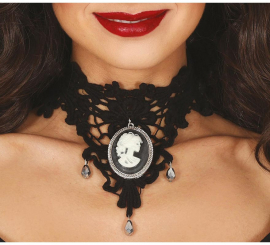 Embroidered Choker with Medallion