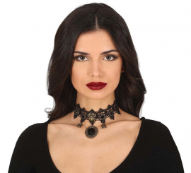 Choker with Black Stone and Spiders