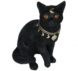 Chat en résine noire 28x23 cm
