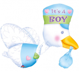 Stork Balloon with Baby Boy 58x81 cm