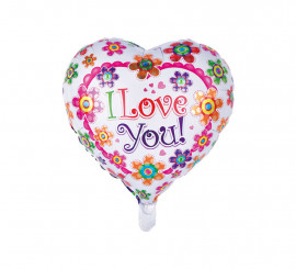 Globo de Foil Corazón Flores de 46 cm