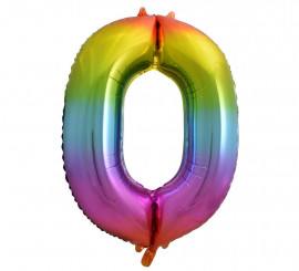 86 cm Rainbow Color Number 0 Foil Balloon