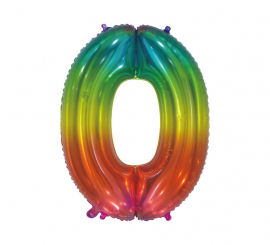 75 cm Transparent Rainbow Number 0 Foil Balloon