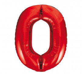 Foil Balloon Number 0 Red Color 86 cm