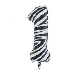 Foil Balloon Number 1 Zebra Color 86 cm