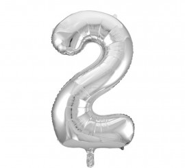 Foil Balloon Number 2 Color Silver 86 cm