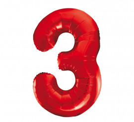 Foil Balloon Number 3 Red Color 86 cm