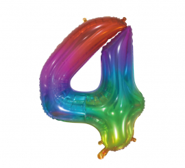 75 cm Transparent Rainbow Number 4 Foil Balloon