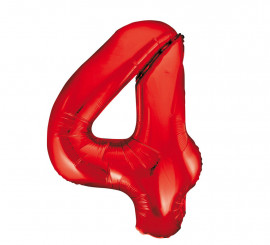 Ballon aluminium numéro 4 couleur rouge 86 cm