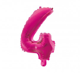 Ballon aluminium numéro 4 couleur rose 41 cm