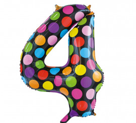 Foil Balloon Number 4 Polka Dots 86 cm